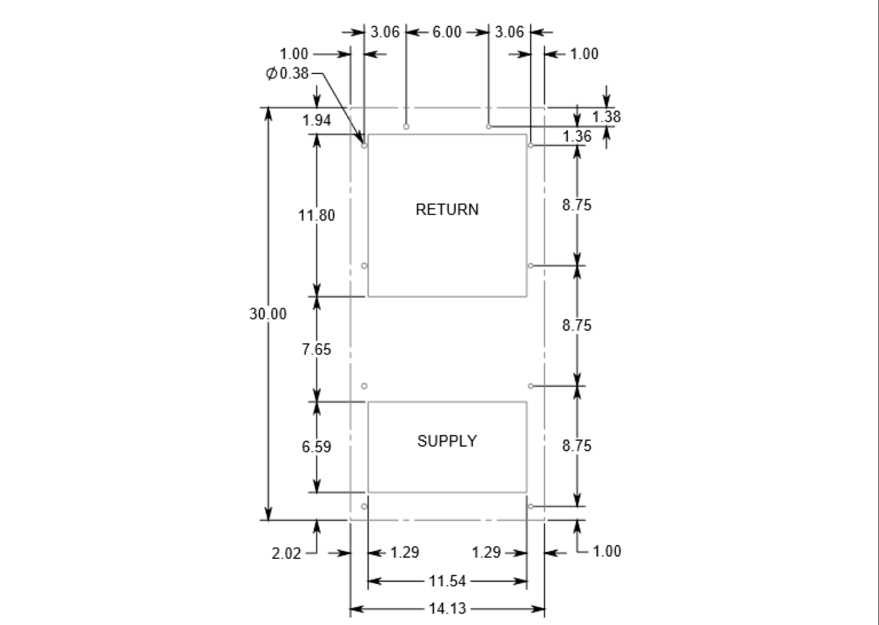 AN04RPWXX cutout dimensions drawing